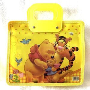 Winnie Pooh And Friends Tote Bag Yellow Plastic Handles Waterproof Paint Makeup‎